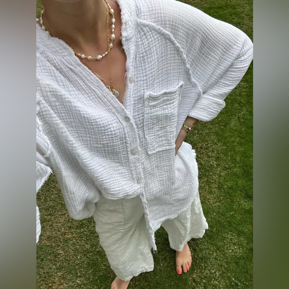 Joe Fresh White Gauze Button-Up Blouse